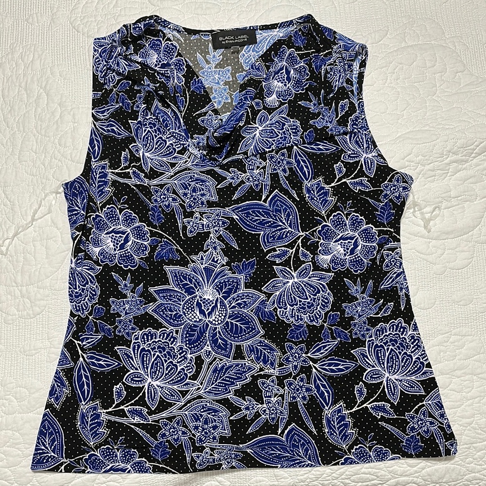 Floral Black and Blue Women's Top